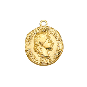 Colgantes Acero Inox moneda Dorado