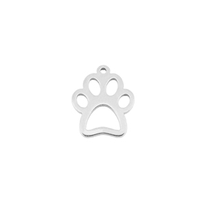 Colgantes Acero Inox huella de perro Plateado