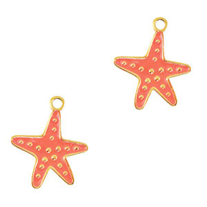 Colgantes Acero Inox estrella de mar Dorado-naranja