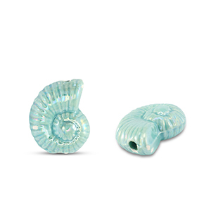 Abalorios de cer&aacute;mica griega DQ conchas Azul turqueza