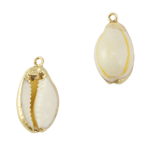 Colgantes concha especial Kauri Amarillo crema-dorado