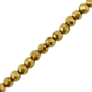 Abalorios Hematita bola faceteada 3mm Dorado