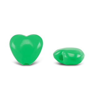 Abalorios acr&iacute;licos coraz&oacute;n Verde