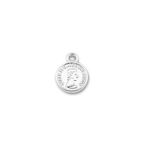 Colgantes met&aacute;licos redondo con la Reina Isabel Plateado