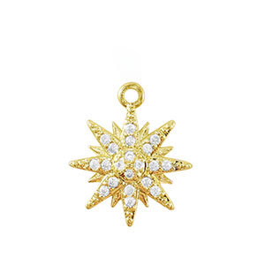 Metal TQ lat&oacute;n colgante zirconia Estrella Dorado