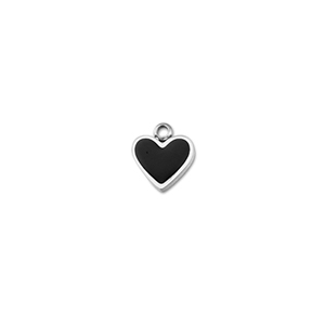 Colgantes Acero Inox coraz&oacute;n Plateado-negro