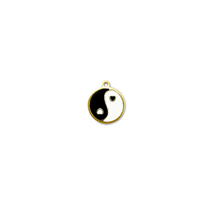 Colgantes Acero Inox redondos Yin & Yang Dorado-negro-blanco