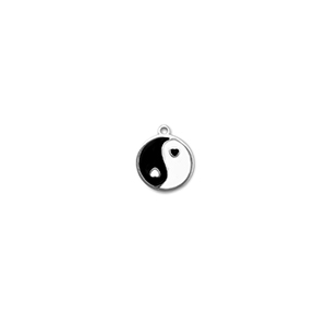 Colgantes Acero Inox redondos Yin & Yang Plateado-negro-blanco