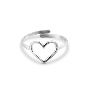Anillos Acero Inox coraz&oacute;n Plateado