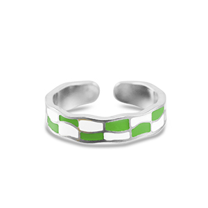 Anillos Acero Inox con bloques Plateado