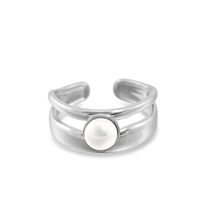 Anillos Acero Inox perla Plateado-blanco