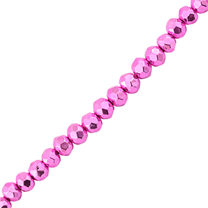 Abalorios faceteados disco 4x3mm Fucsia rosado met&aacute;lico