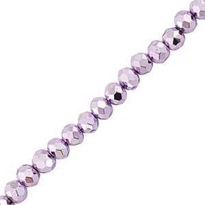 Abalorios faceteados disco 4x3mm P&uacute;rpura met&aacute;lico