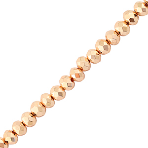 Abalorios faceteados disco 4x3mm Dorado rosa met&aacute;lico