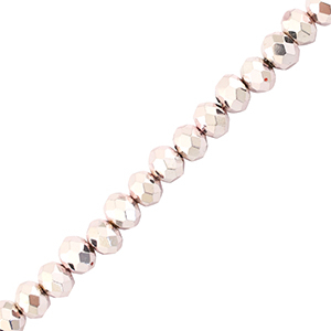 Abalorios faceteados disco 4x3mm Rosa claro met&aacute;lico