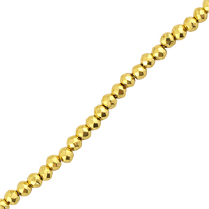 Abalorios faceteados redondos 2mm Dorado met&aacute;lico