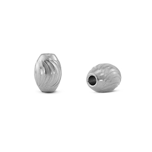 Abalorios de acero inox ovalados Plateado
