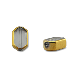 Abalorios de cristal hex&aacute;gono Gris transparente-dorado