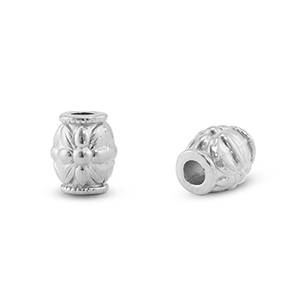Abalorios de acero inox tubo flor Plateado