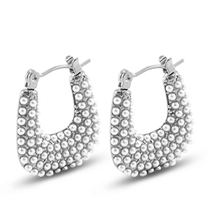 Pendientes Acero Inox con imitaci&oacute;n de perlas Plateado
