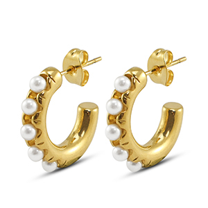Pendientes Acero Inox con imitaci&oacute;n de perlas Dorado