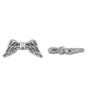 Abalorios de acero inox alas de &aacute;ngel Plateado