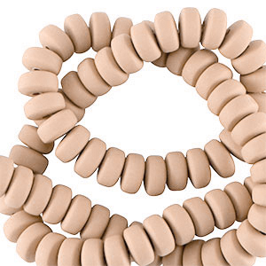Abalorios de pol&iacute;meros rondeles 7mm Marr&oacute;n cremoso