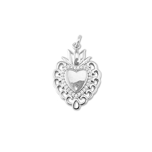 Metal TQ lat&oacute;n colgante coraz&oacute;n con lotus Plata