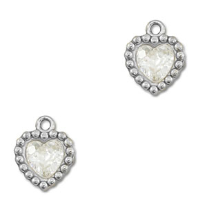 Colgantes Acero Inox zirc&oacute;n coraz&oacute;n Plateado-transparente