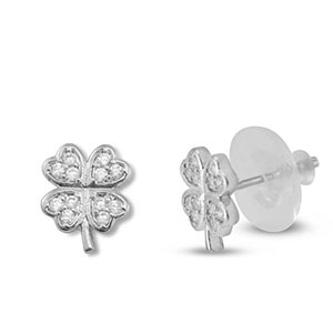 Metal TQ lat&oacute;n pendiente zirconia tr&eacute;bol Plateado