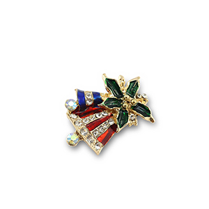 Broches campanas navide&ntilde;as Dorado-rojo-verde-azul