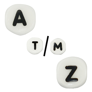 Abalorios letras de cer&aacute;mica Blanco-negro