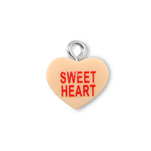 Colgantes de resina coraz&oacute;n "SWEET HEART" Naranja claro-rojo