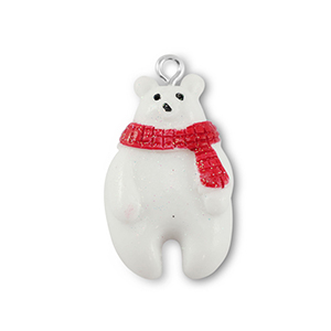 Colgantes de resina oso polar Blanco-rojo