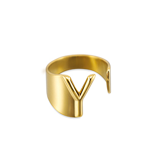 Anillos Acero Inox letra Y Dorado