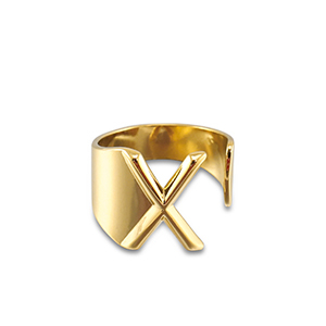 Anillos Acero Inox letra X Dorado