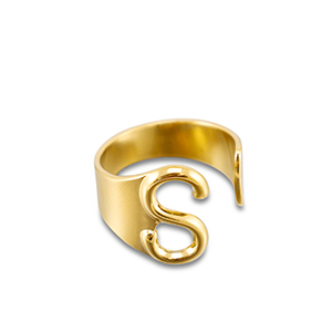 Anillos Acero Inox letra S Dorado