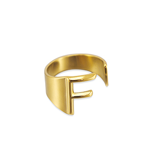 Anillos Acero Inox letra F Dorado