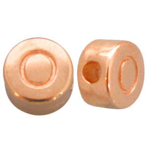 Abalorios letras met&aacute;licos DQ O Oro rosado (sin n&iacute;quel)