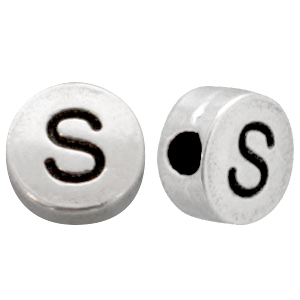 Abalorios letras met&aacute;licos DQ S Plata vieja (sin n&iacute;quel)
