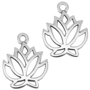 Colgante met&aacute;lico DQ loto plata vieja (sin n&iacute;quel)