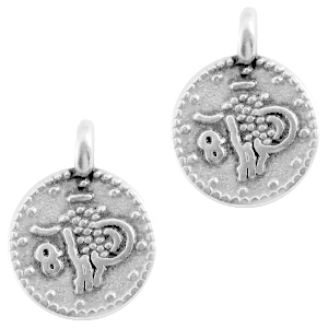 Colgante met&aacute;lico DQ moneda Plata vieja (sin n&iacute;quel)
