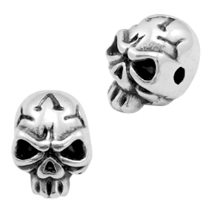 Abalarios met&aacute;licos DQ calavera Plata vieja (sin n&iacute;quel)