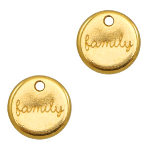 Colgantes met&aacute;licos DQ 12mm "family" Dorado (sin n&iacute;quel)