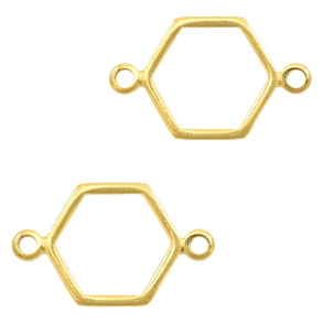 Colgantes met&aacute;licos DQ entrepieza hex&aacute;gono Dorado (sin n&iacute;quel)