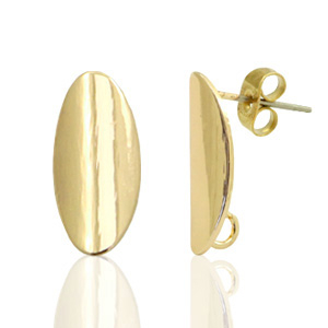 Fornituras met&aacute;licas DQ pendiente base ovalado 9x18mm oro (sin n&iacute;quel)