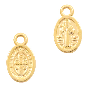 Colgantes met&aacute;licos DQ Jes&uacute;s ovalada Dorado (sin n&iacute;quel)