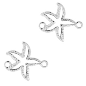 Colgantes met&aacute;licos DQ entrepieza estrella de mar Plata vieja (sin n&iacute;quel)