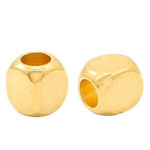 Abalorios met&aacute;licos DQ cubo Dorado (sin n&iacute;quel)