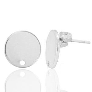 Fornituras met&aacute;licas DQ pendiente base redondo 12mm Plata vieja (sin niquel)